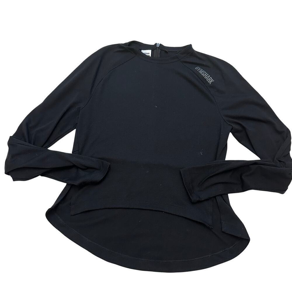 Black GymShark Long Sleeve Active Top sz L elbow holes
